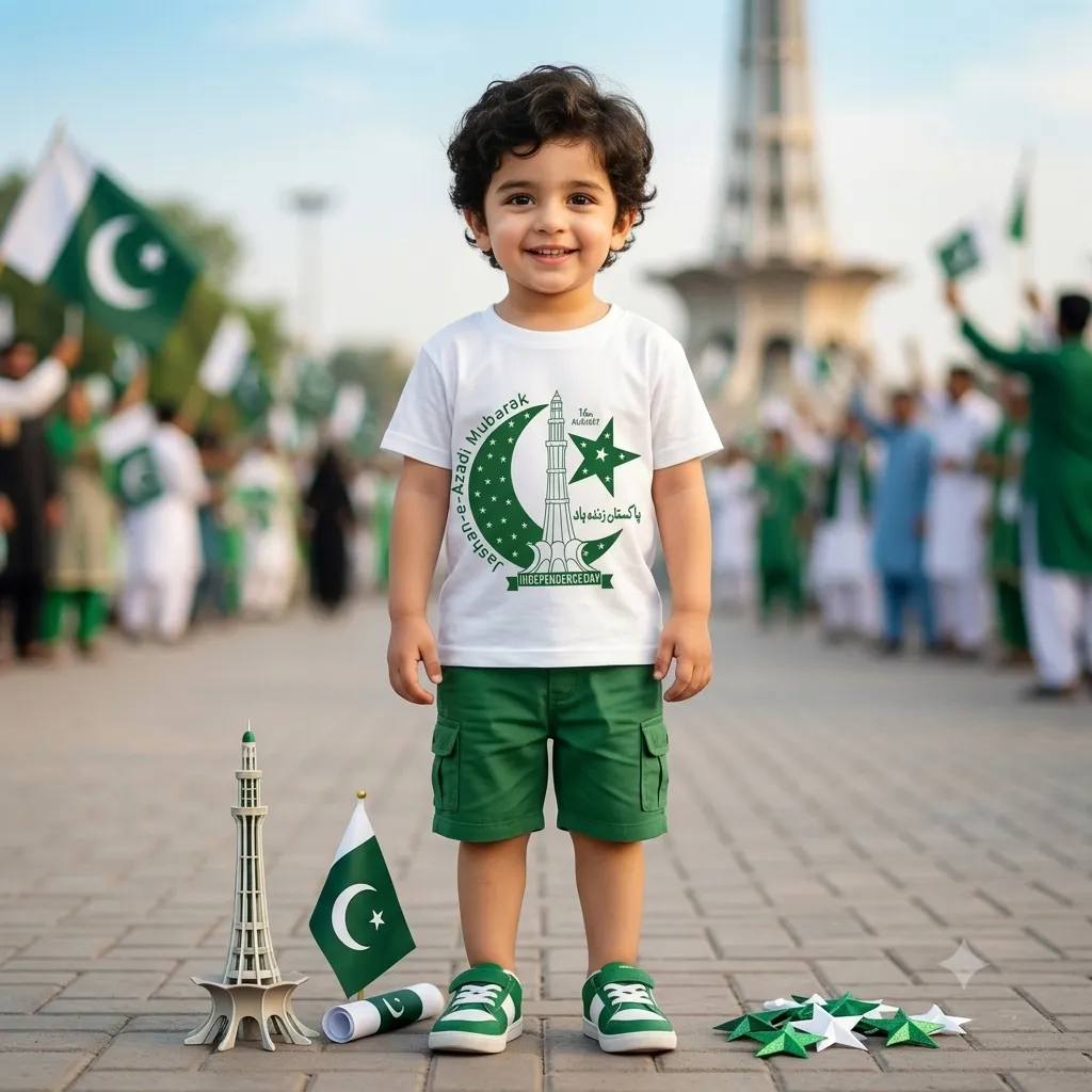 Boys Minar e Pakistan T-Shirt White
