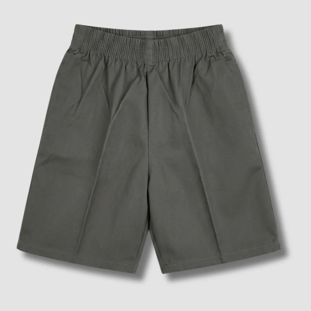Dark Gray Elastic Waist Cotton Shorts
