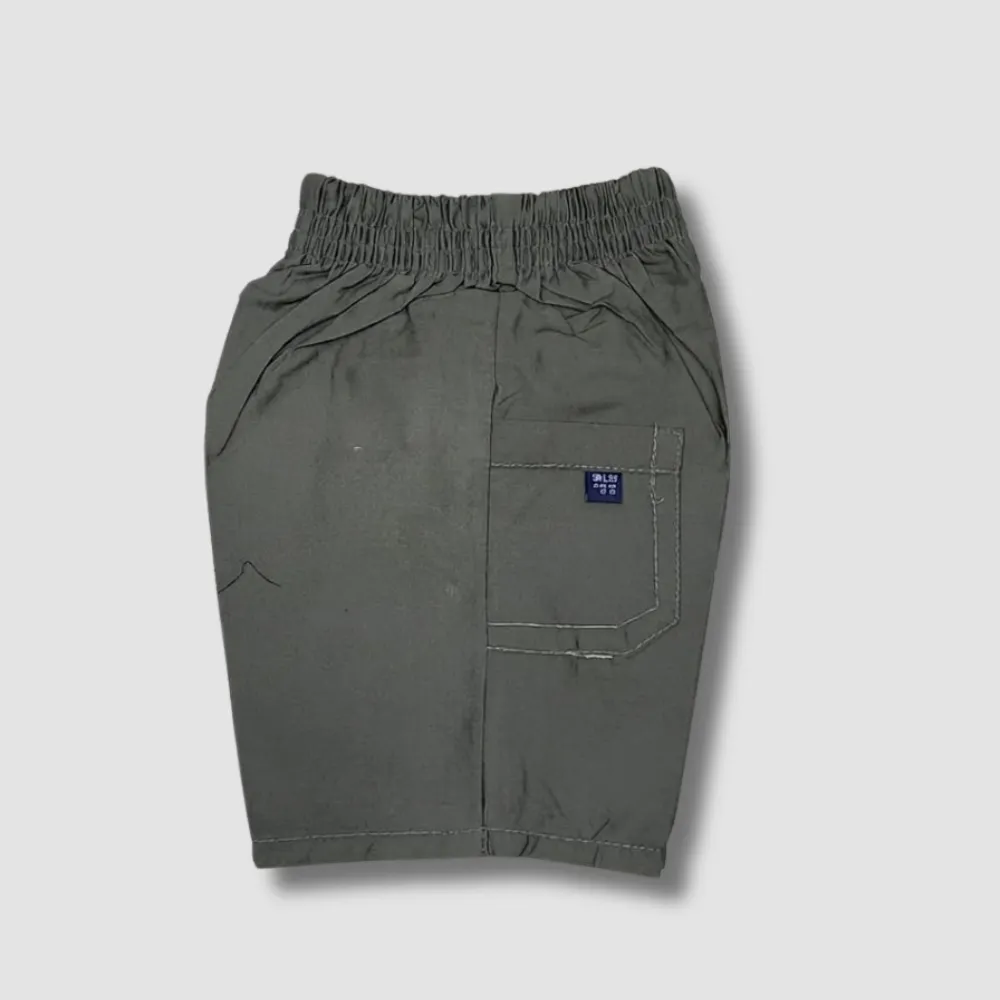 Dark Gray Elastic Waist Cotton Shorts
