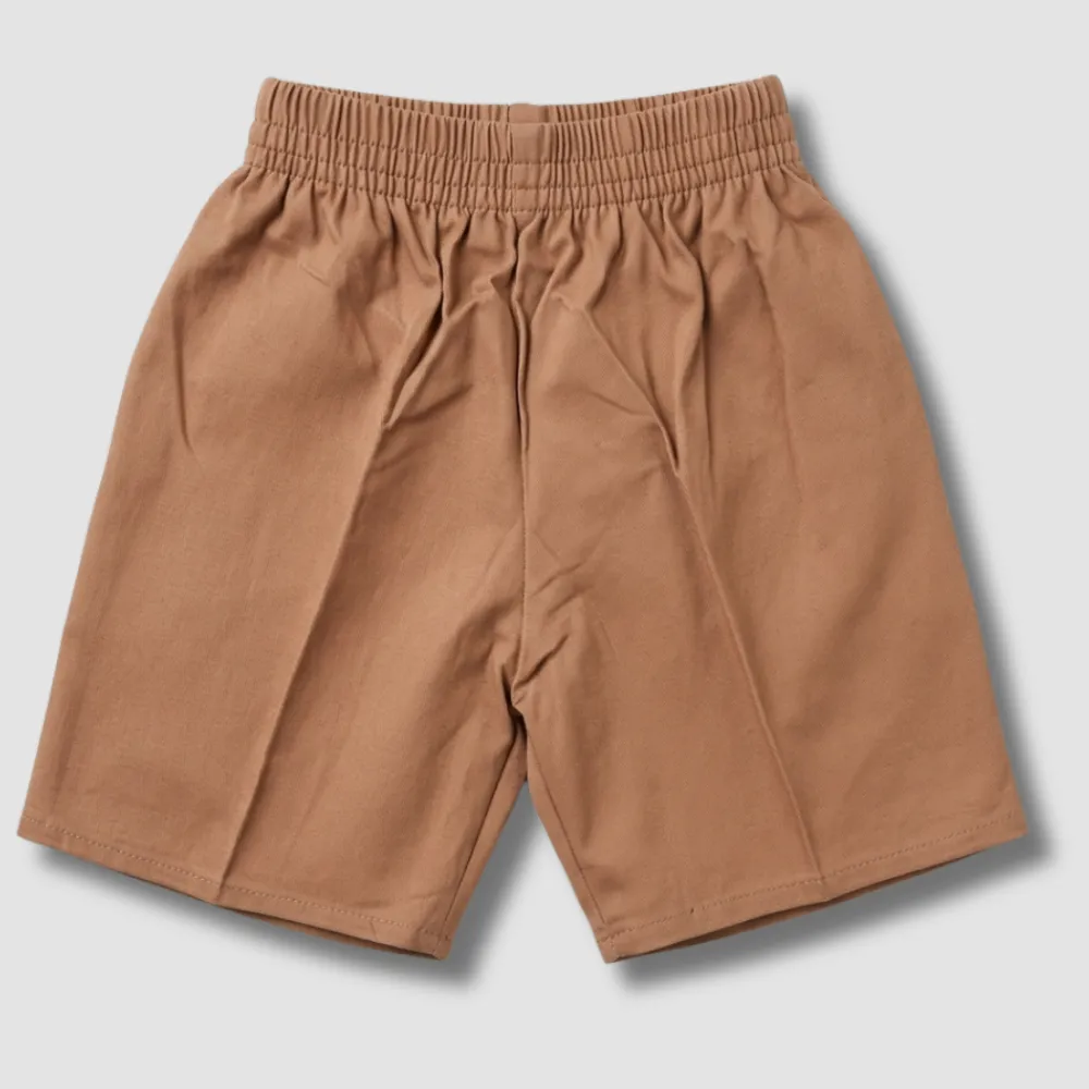 Brown Elastic Waist Shorts Premium Quality Cotton For Boys